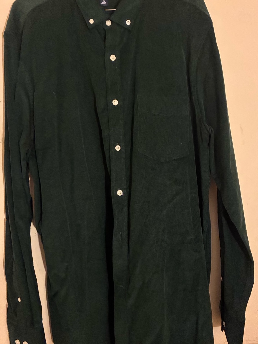 Club Room Deep Green Corduroy Button-Down Shirt